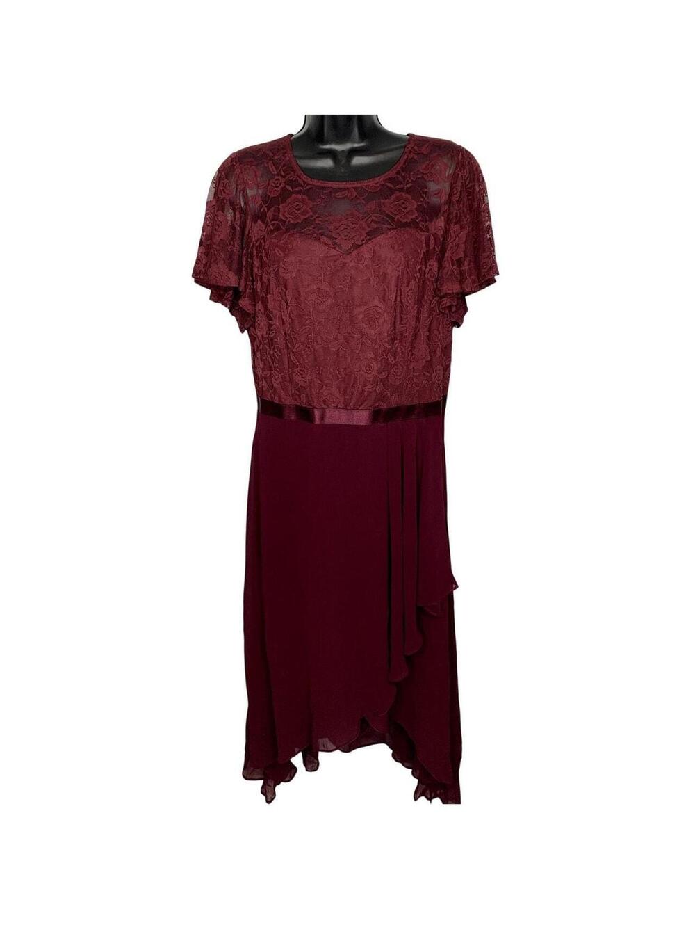 Wedtrend Burgundy Lace and Chiffon Dress 2XL